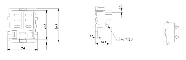 Relay socket PT 08 0 3